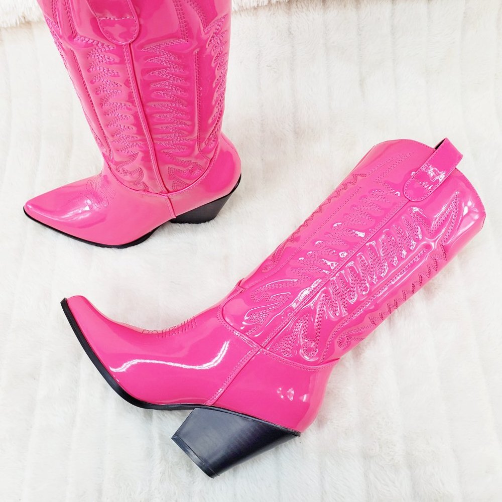 Hot Pink Western Cowboy Cowgirl Boots - Picture 11 of 13